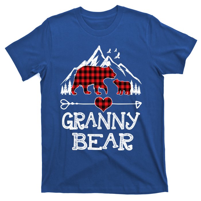 Granny Bear Christmas Pajama Red Plaid Buffalo For Meaningful Gift T-Shirt