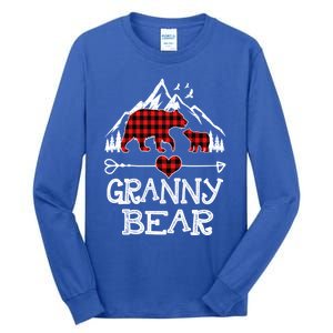 Granny Bear Christmas Pajama Red Plaid Buffalo For Meaningful Gift Tall Long Sleeve T-Shirt