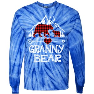 Granny Bear Christmas Pajama Red Plaid Buffalo For Meaningful Gift Tie-Dye Long Sleeve Shirt