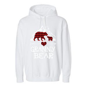 Granny Bear Christmas Pajama Red Plaid Buffalo For Meaningful Gift Garment-Dyed Fleece Hoodie