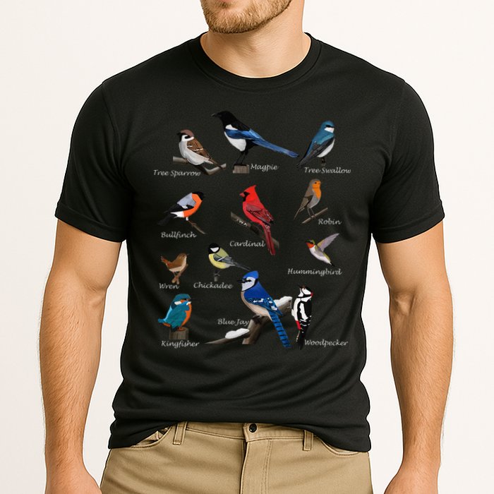 Garden Birds Cardinal Blue Jay Hummingbird Robin Cooling Performance Crew T-Shirt