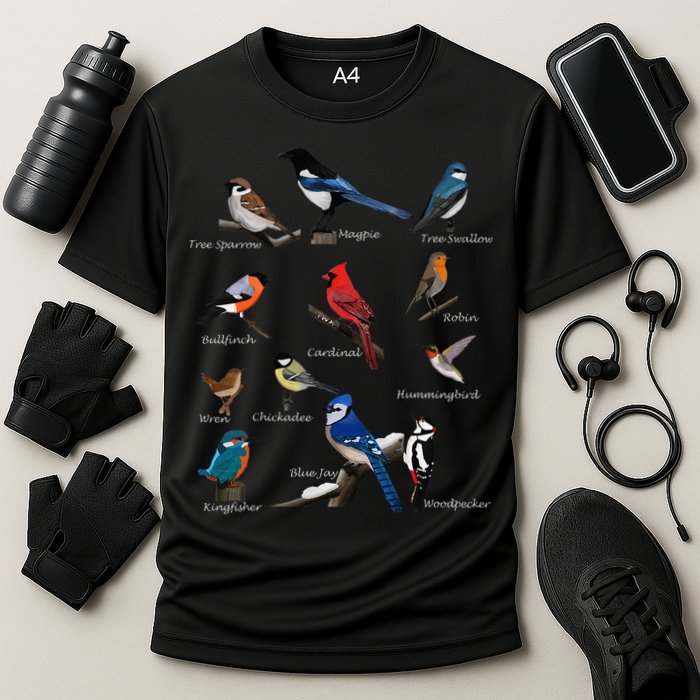 Garden Birds Cardinal Blue Jay Hummingbird Robin Cooling Performance Crew T-Shirt