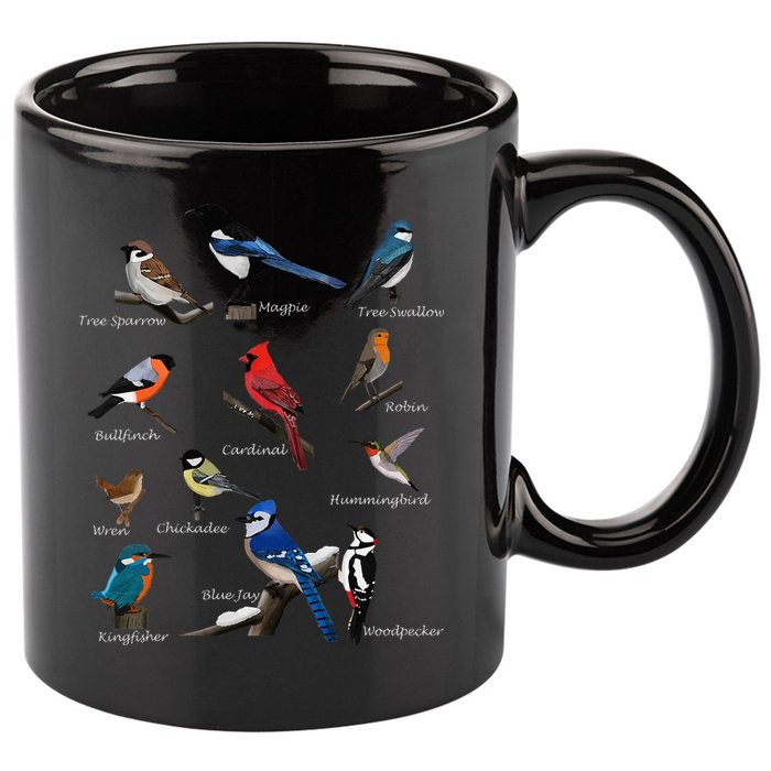 Garden Birds Cardinal Blue Jay Hummingbird Robin 11oz C Handle Ceramic Mug