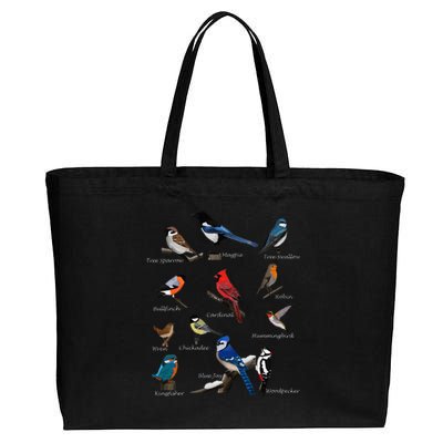 Garden Birds Cardinal Blue Jay Hummingbird Robin Cotton Canvas Jumbo Tote