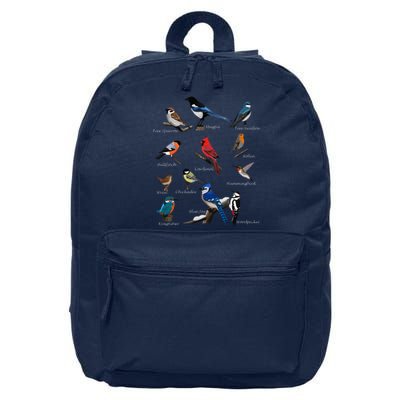 Garden Birds Cardinal Blue Jay Hummingbird Robin 16 in Basic Backpack