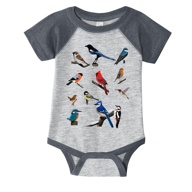 Garden Birds Cardinal Blue Jay Hummingbird Robin Infant Baby Jersey Bodysuit