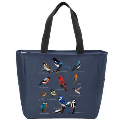 Garden Birds Cardinal Blue Jay Hummingbird Robin Zip Tote Bag