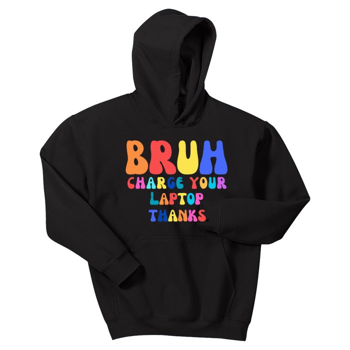 Groovy Bruh Charge Your Laptop Kids Hoodie