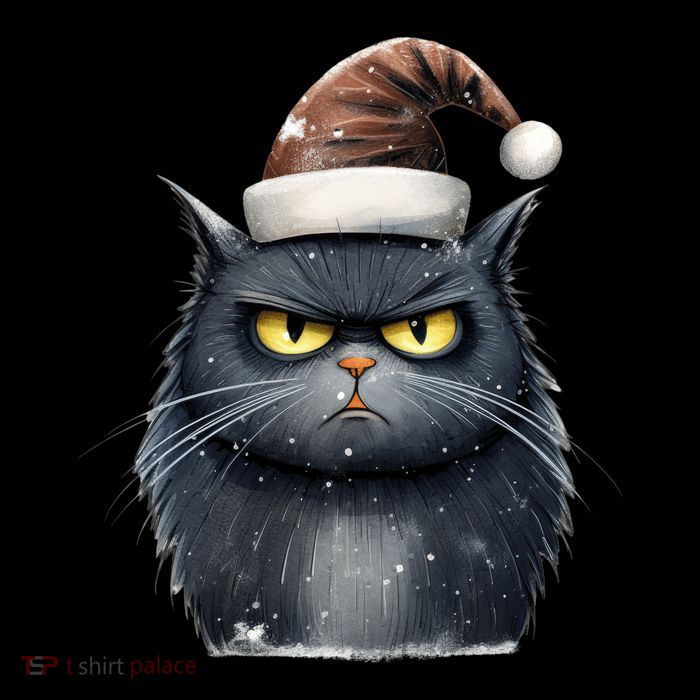 Grumpy Black Christmas Cat Santa Hat 16 in Basic Backpack