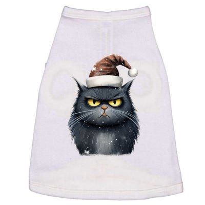 Grumpy Black Christmas Cat Santa Hat Doggie Tank