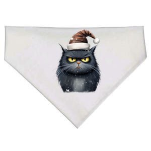 Grumpy Black Christmas Cat Santa Hat USA-Made Doggie Bandana