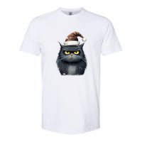 Grumpy Black Christmas Cat Santa Hat Softstyle CVC T-Shirt