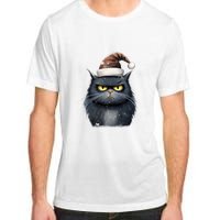 Grumpy Black Christmas Cat Santa Hat Adult ChromaSoft Performance T-Shirt