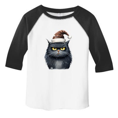 Grumpy Black Christmas Cat Santa Hat Toddler Fine Jersey T-Shirt