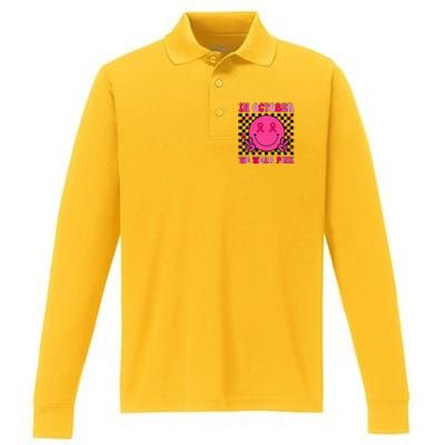 Groovy Breast Cancer Awareness In October We Wear Pink Performance Long Sleeve Polo