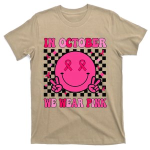 Groovy Breast Cancer Awareness In October We Wear Pink T-Shirt