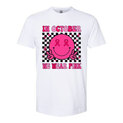 Groovy Breast Cancer Awareness In October We Wear Pink Softstyle® CVC T-Shirt