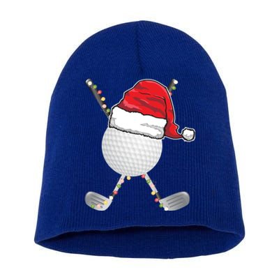 Golf Ball Christmas Santa Hat Funny Xmas Golfer Pajama Gift Short Acrylic Beanie