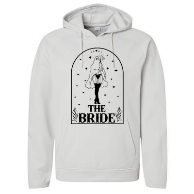 Ghost Bride Coven Witchy Gothic Wedding Bachelorette Party Performance Fleece Hoodie