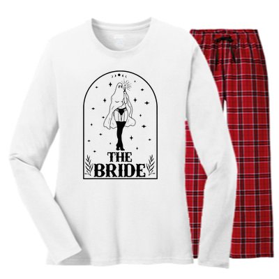 Ghost Bride Coven Witchy Gothic Wedding Bachelorette Party Women's Long Sleeve Flannel Pajama Set 