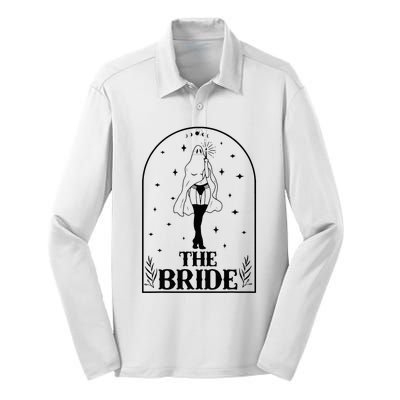 Ghost Bride Coven Witchy Gothic Wedding Bachelorette Party Silk Touch Performance Long Sleeve Polo