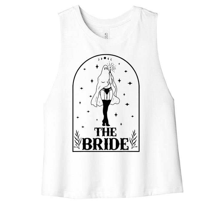 Ghost Bride Coven Witchy Gothic Wedding Bachelorette Party Women's Racerback Cropped Tank