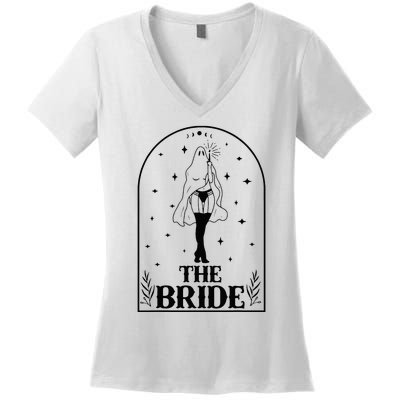 Ghost Bride Coven Witchy Gothic Wedding Bachelorette Party Women's V-Neck T-Shirt