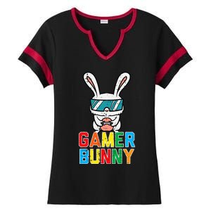 Gamer Bunny Cute Easter Video Game Gaming Ladies Halftime Notch Neck Tee