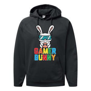 Gamer Bunny Cute Easter Video Game Gaming Performance Fleece Hoodie