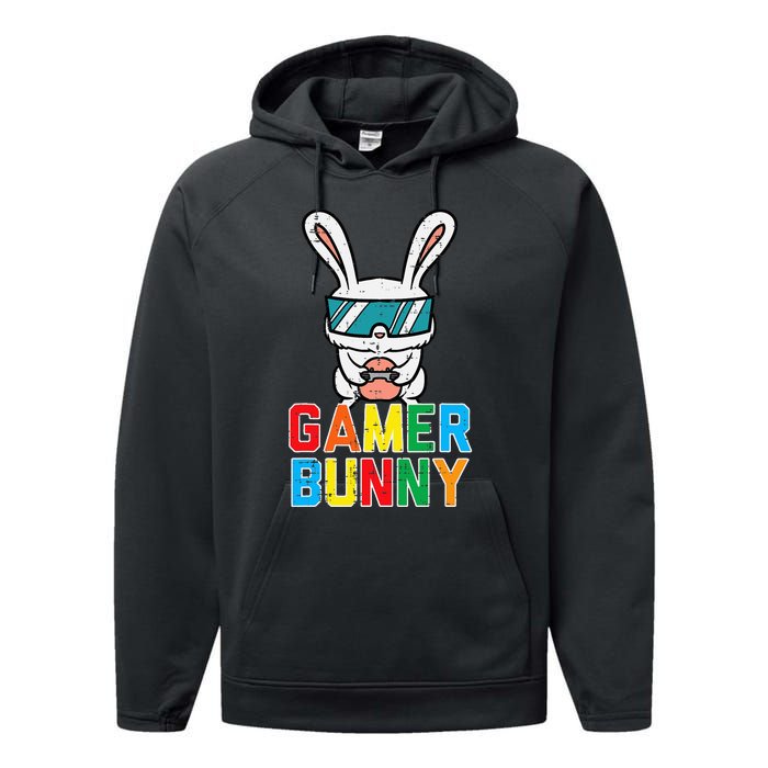 Gamer Bunny Cute Easter Video Game Gaming Performance Fleece Hoodie