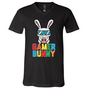 Gamer Bunny Cute Easter Video Game Gaming V-Neck T-Shirt