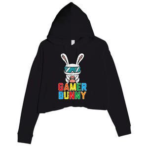 Gamer Bunny Cute Easter Video Game Gaming Crop Fleece Hoodie