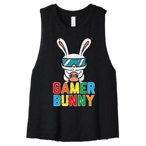 Gamer Bunny Cute Easter Video Game Gaming Women's Racerback Cropped Tank