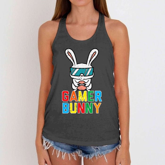 Gamer Bunny Cute Easter Video Game Gaming Women's Knotted Racerback Tank