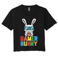 Gamer Bunny Cute Easter Video Game Gaming Women's Crop Top Tee