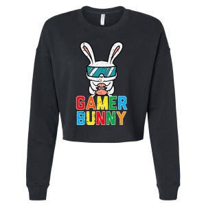 Gamer Bunny Cute Easter Video Game Gaming Cropped Pullover Crew