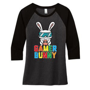 Gamer Bunny Cute Easter Video Game Gaming Women's Tri-Blend 3/4-Sleeve Raglan Shirt