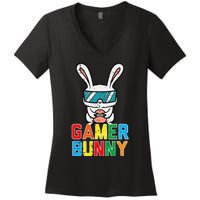 Gamer Bunny Cute Easter Video Game Gaming Women's V-Neck T-Shirt