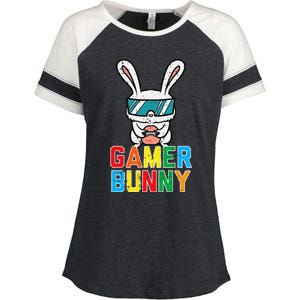 Gamer Bunny Cute Easter Video Game Gaming Enza Ladies Jersey Colorblock Tee