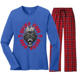 Gorilla Boxing Champ Mode Fighter Mma King Beast Gift Women's Long Sleeve Flannel Pajama Set 