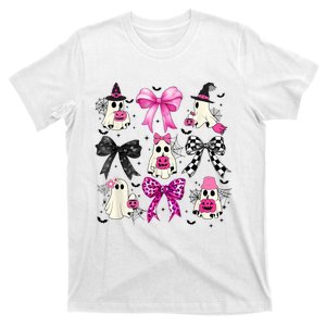 Ghost Bow Coquette Halloween Spooky Season Women Girl T-Shirt