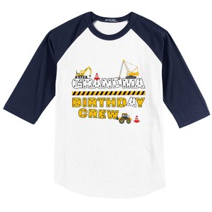 Grandma Birthday Crew Construction Family Birthday Party Baseball Sleeve Shirt