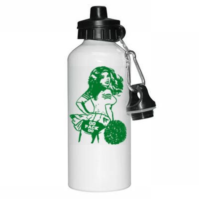 Green Bay Cheerleader Vintage Fan Wisconsin Aluminum Water Bottle