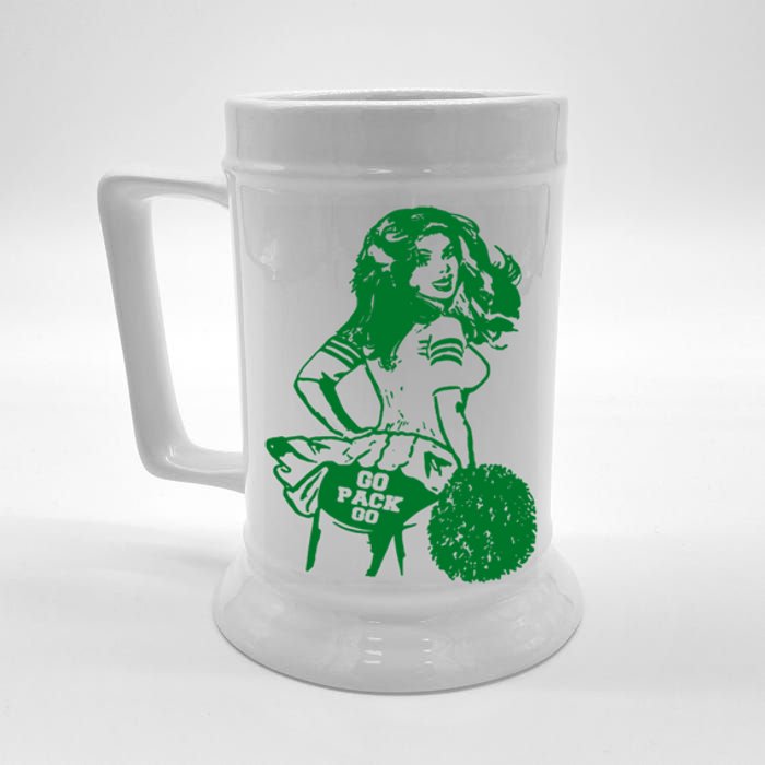 Green Bay Cheerleader Vintage Fan Wisconsin Beer Stein