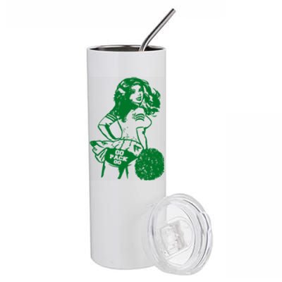 Green Bay Cheerleader Vintage Fan Wisconsin Stainless Steel Tumbler