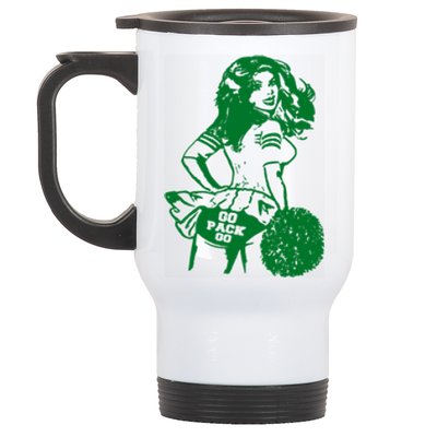 Green Bay Cheerleader Vintage Fan Wisconsin Stainless Steel Travel Mug