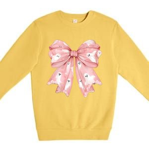 Ghost Bow Coquette Cute Halloween Costume Premium Crewneck Sweatshirt