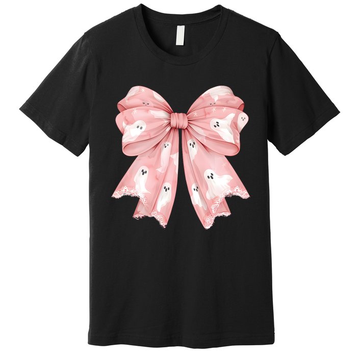 Ghost Bow Coquette Cute Halloween Costume Premium T-Shirt