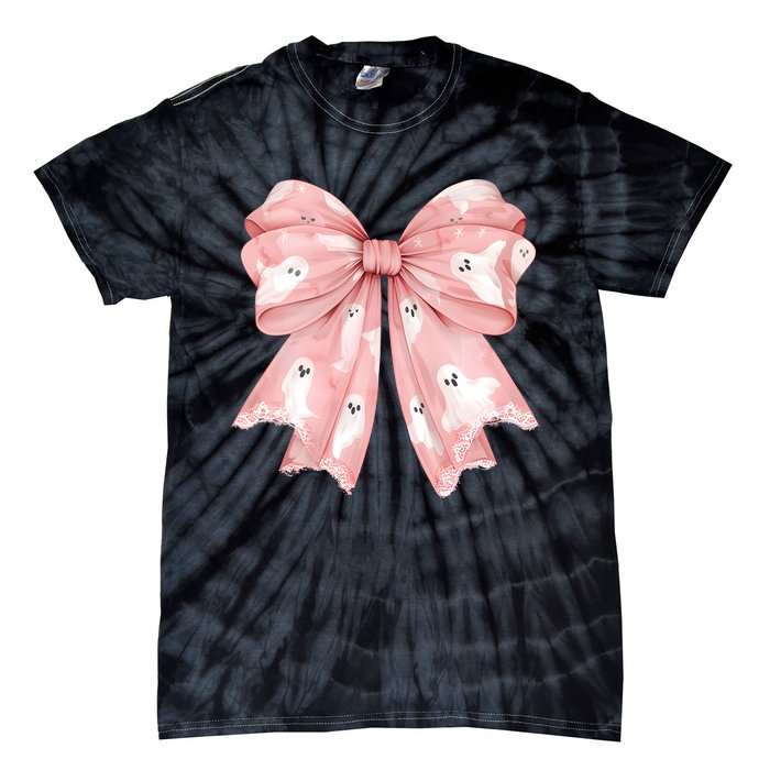 Ghost Bow Coquette Cute Halloween Costume Tie-Dye T-Shirt