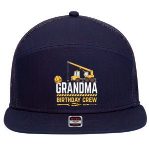 Grandma Birthday Crew Construction Birthday 7 Panel Mesh Trucker Snapback Hat